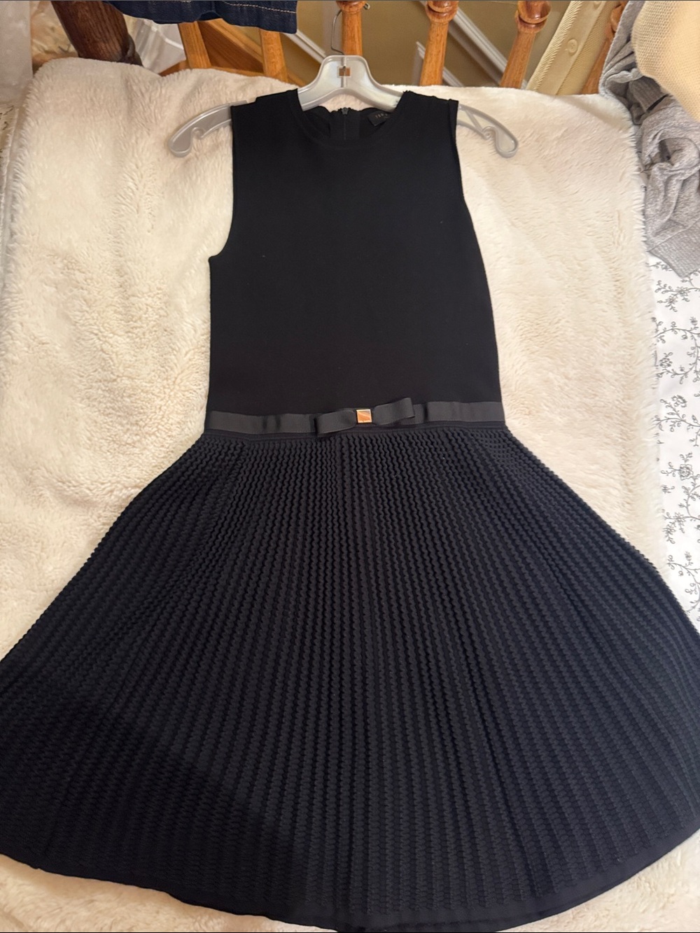 Ted Baker Black Sleeveless Textured Fit & Flare Dress